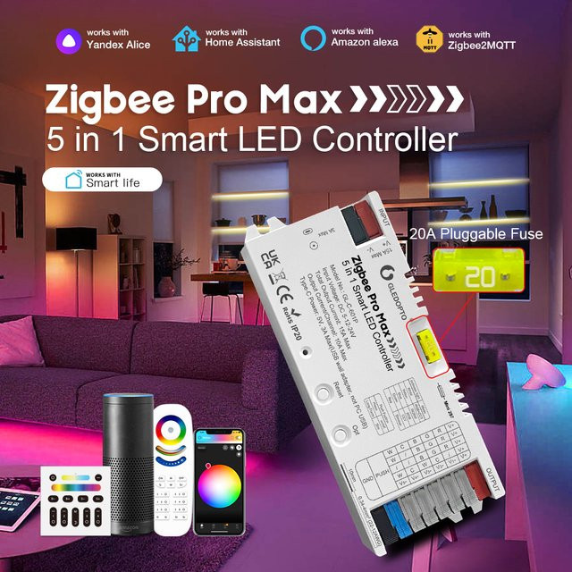 GLEDOPTO Pro Max ZigBee 3.0 LED-Controller 5-in-1 RGBCCT RGBW Dimmer in Weiß - Bild 1