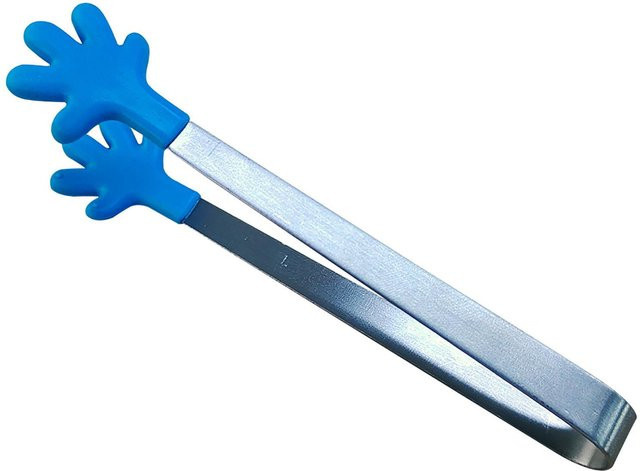 TOMTOP JMS Kleine Zangen mit blauen Silikonspitzen aus Edelstahl, hitzebeständig und leicht zu reinigen - Bild 1