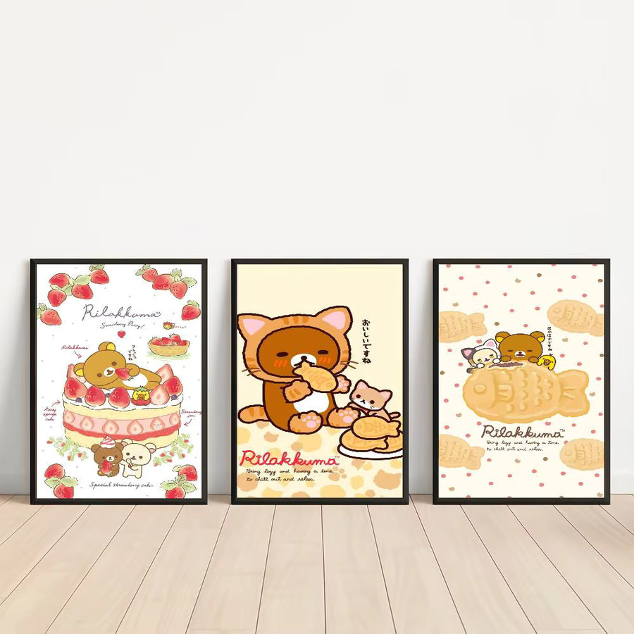 Rilakkuma Vintage Poster Kawaii Kunstwerk aus Papier in Multicolor und Weiß - Bild 2