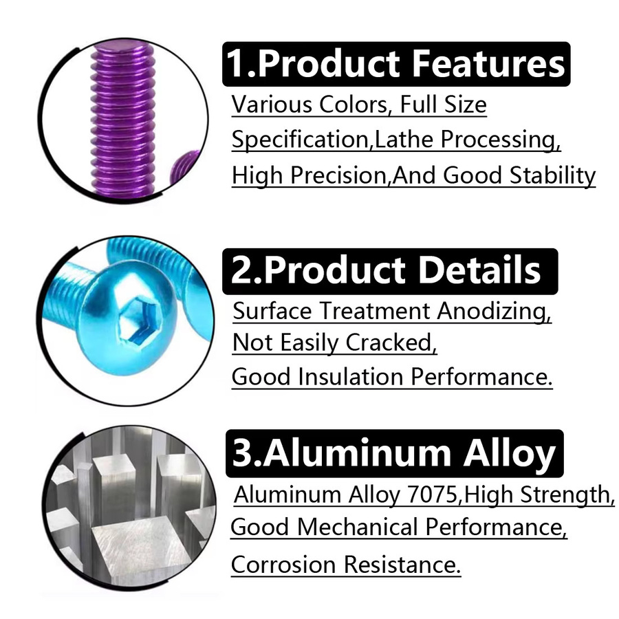 GooBetter 10 Stück Aluminium-Halbrundkopfschrauben mit Innensechskant in Bunt (Länge: 12 mm, Durchmesser: 3 mm) - Bild 3
