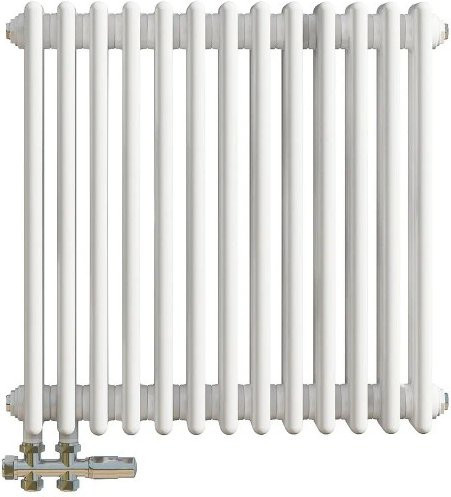 Duschparadies Traditioneller Heizkörper in Gusseisen-Optik aus Stahl, Weiß, B/H: 60,0 x 60,5 cm, 942W - Bild 1