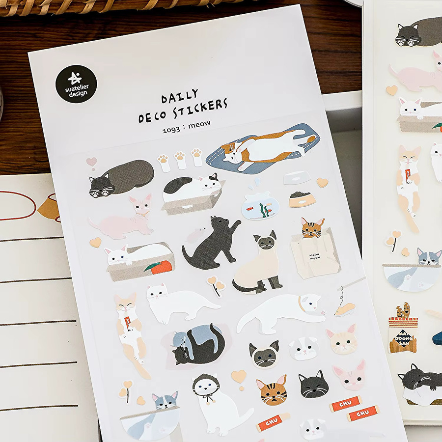 Suatelier Meow Happy Cats Papieraufkleber für Scrapbook und DIY Dekoration, Mehrfarbig - Bild 2