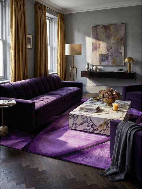 Kurzflorteppich Kadima Design ASPEN, abstrakt, Violett, B: 160 cm, T: 230 cm - Bild 1