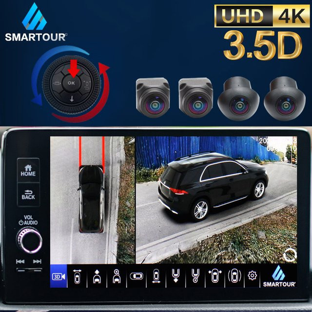 Smartour Auto AHD 2.5D 3,5 Grad Surround View System mit 4K UHD Nachtsicht und 4 Auto DVR für SUV in Schwarz - Bild 1