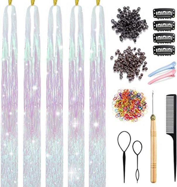 Free Carnival Haar-Lametta-Set, 47 Zoll, 1100 Stränge, Weiß, Unisex - Bild 1