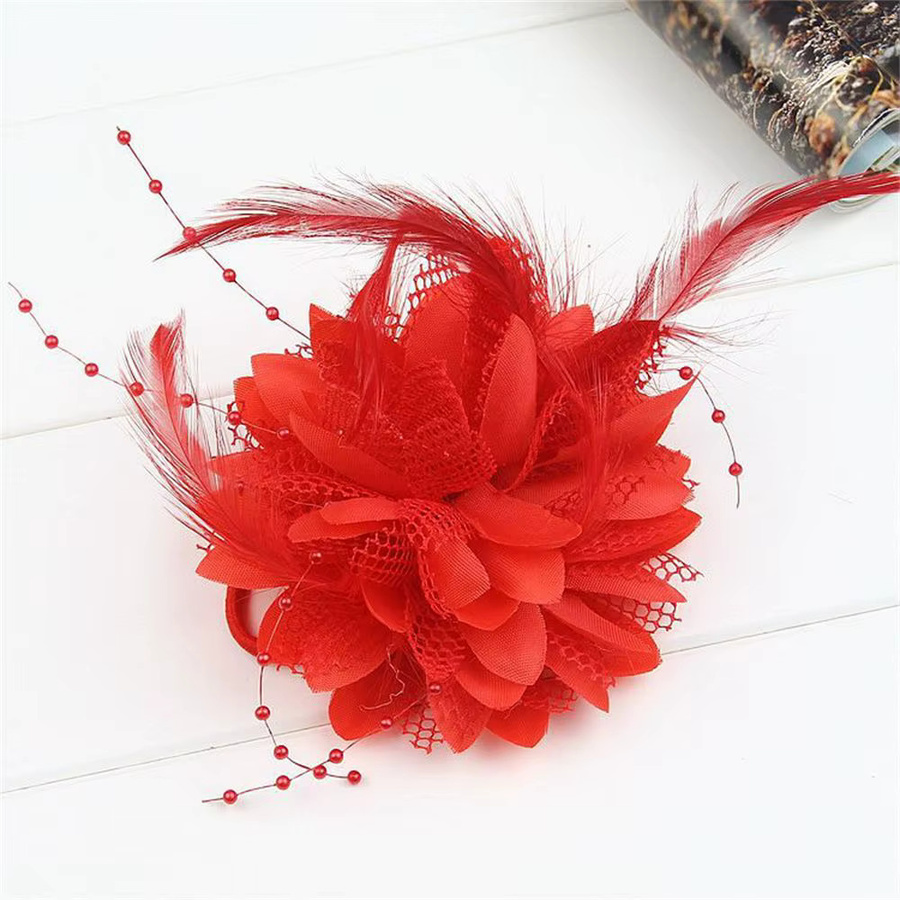 Fascinator Brosche Handgelenkblume, Federn, Haarspange - Bild 4