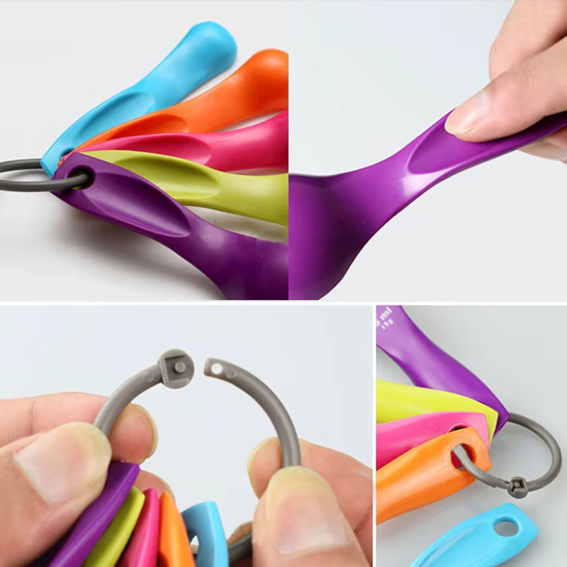 5er Set bunte Messlöffel aus Kunststoff für Salz, Öl und zum Backen, Mehrfarbig - Bild 3