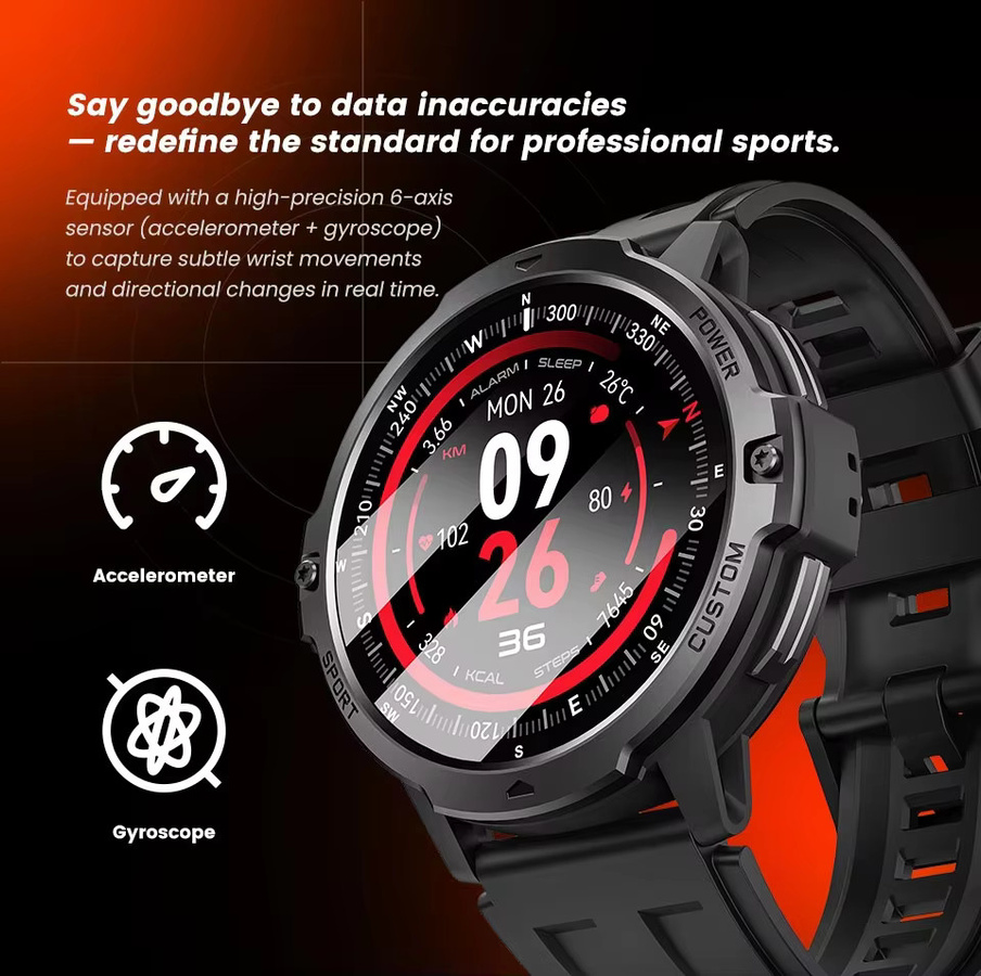 MISIRUN Smartwatch, GPS, Schwarz, Silikon, 3 ATM, Herren - Bild 3