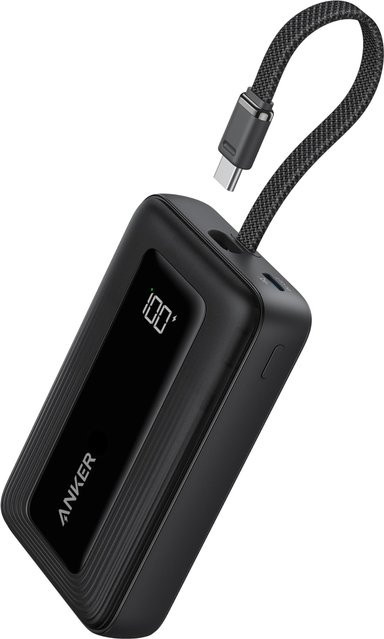Anker Zolo Powerbank mit integriertem USB-C Kabel, 20000mAh, 30W High-Speed-Ladegerät, Schwarz - Bild 1