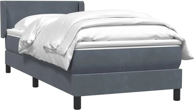 vidaXL Boxspringbett mit Matratze Dunkelgrau aus Samt B/L: 80 x 210 cm - Bild 1