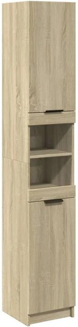 vidaXL Badschrank Sonoma-Eiche modern, Wandmontage, Farbe Beige/Braun, B/T/H: 32 x 34 x 188,5 cm - Bild 1