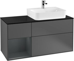 V&B Finion Waschtischunterschrank mit Abdeckplatte und Regalfach in Anthrazit, Breite: 120 cm - Bild 1