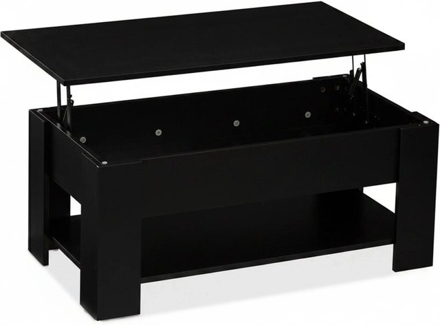 Relaxdays Couchtisch modern in Schwarz, höhenverstellbar und aufklappbar, B/T/H: 98 x 50 x 42 cm - Bild 1