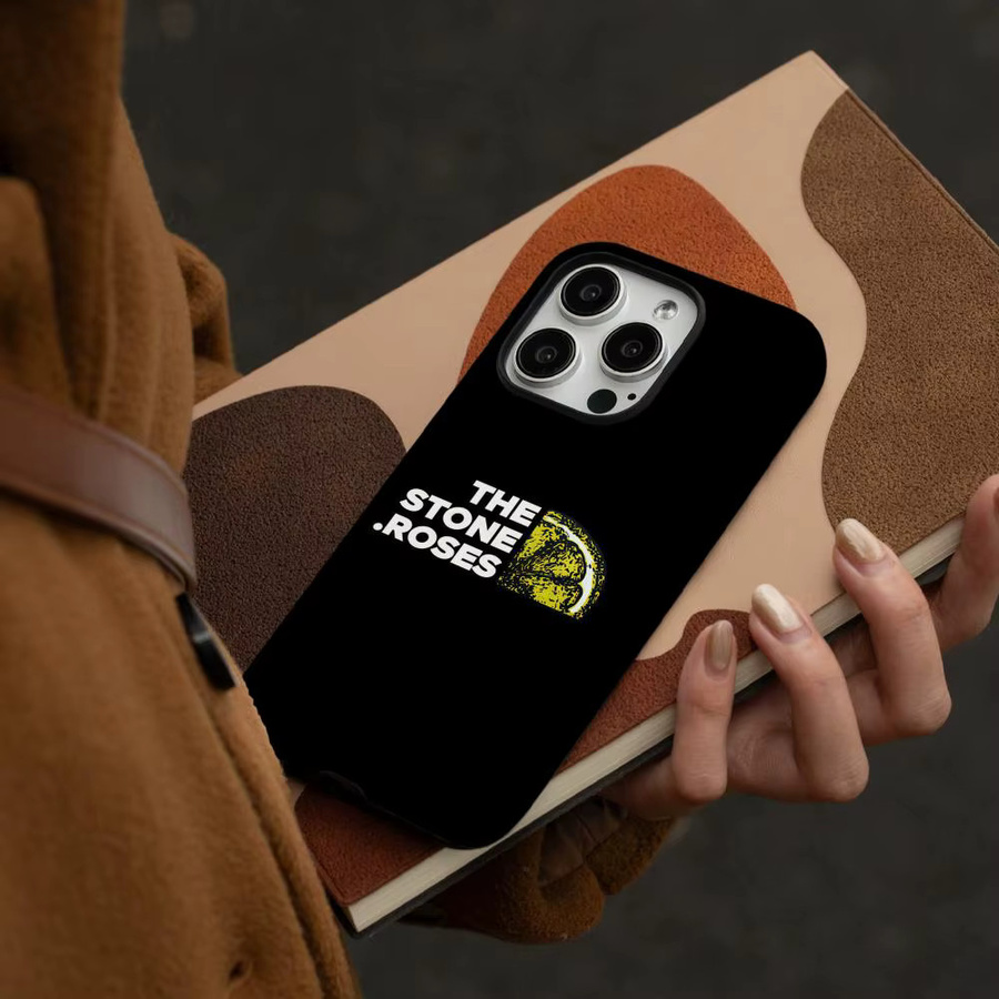 S-Stone Roses Handyhülle für iPhone 17 16 15 14 13 12 Pro Max Plus mit glänzender HD-Doppelschicht-Flüssigkeitshartschale in Schwarz und Weiß - Bild 2