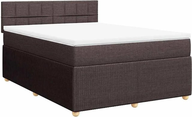 vidaXL Boxspringbett mit Matratze Hybrid-Design in Dunkelbraun und Weiß, B/T/H: 140 x 190 cm - Bild 1