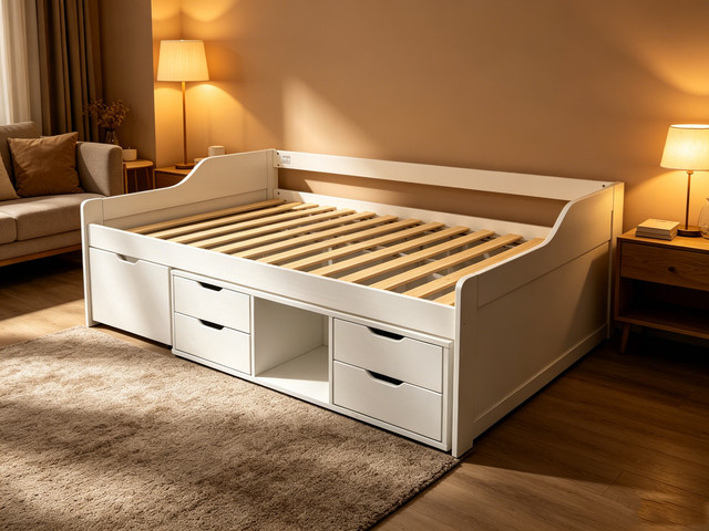 Schlafsofa und Tagesbett als Kinderbett in Weiß aus Kiefernholz und MDF mit Stauraum und Schubladen, B/T/H: 190 x 90 x 0 cm (ohne Matratze) - Bild 1