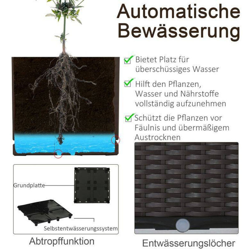 Outsunny Hochbeet aus WPC in Braun, Höhe: 44 cm, Tiefe: 80 cm, Länge: 120 cm - Bild 4
