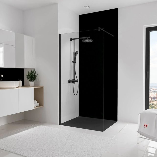 Schulte Duschrückwand DecoDesign Softtouch in Mattschwarz mit Steinoptik B/H: 150 x 255 cm - Bild 1