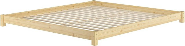 Erst-Holz Doppelbett Bodenbett aus Kiefer Modell 51 in Beige mit Rollrost B/T/H: 180 x 200 x 120 cm - Bild 1