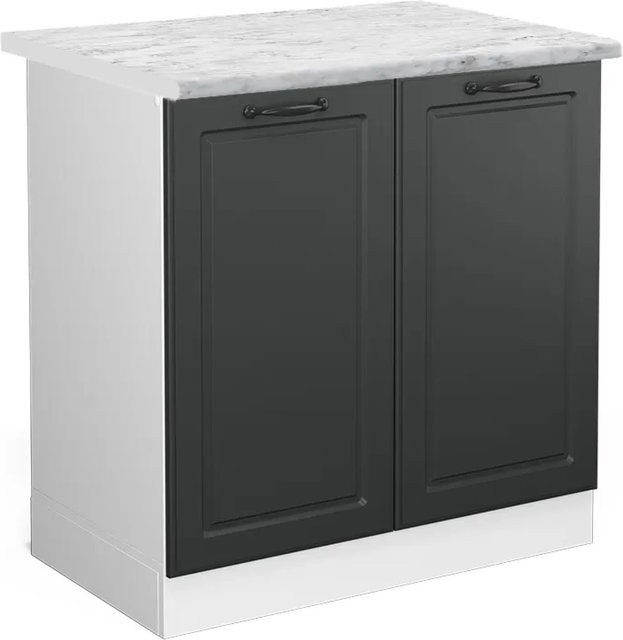 Vicco Spülenunterschrank R-Line Landhaus Stil in Anthrazit und Weiß mit Marmor-Optik, B/T/H: 80 x 60 x 81,6 cm - Bild 1