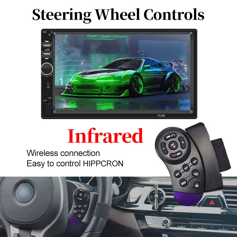 Hippcron 1DIN Autoradio Multimedia-MP5-Player mit 7 Zoll Touchscreen, Carplay, Android Auto, Mirror Link, FM, USB-A und Aux-Eingang in Schwarz - Bild 4