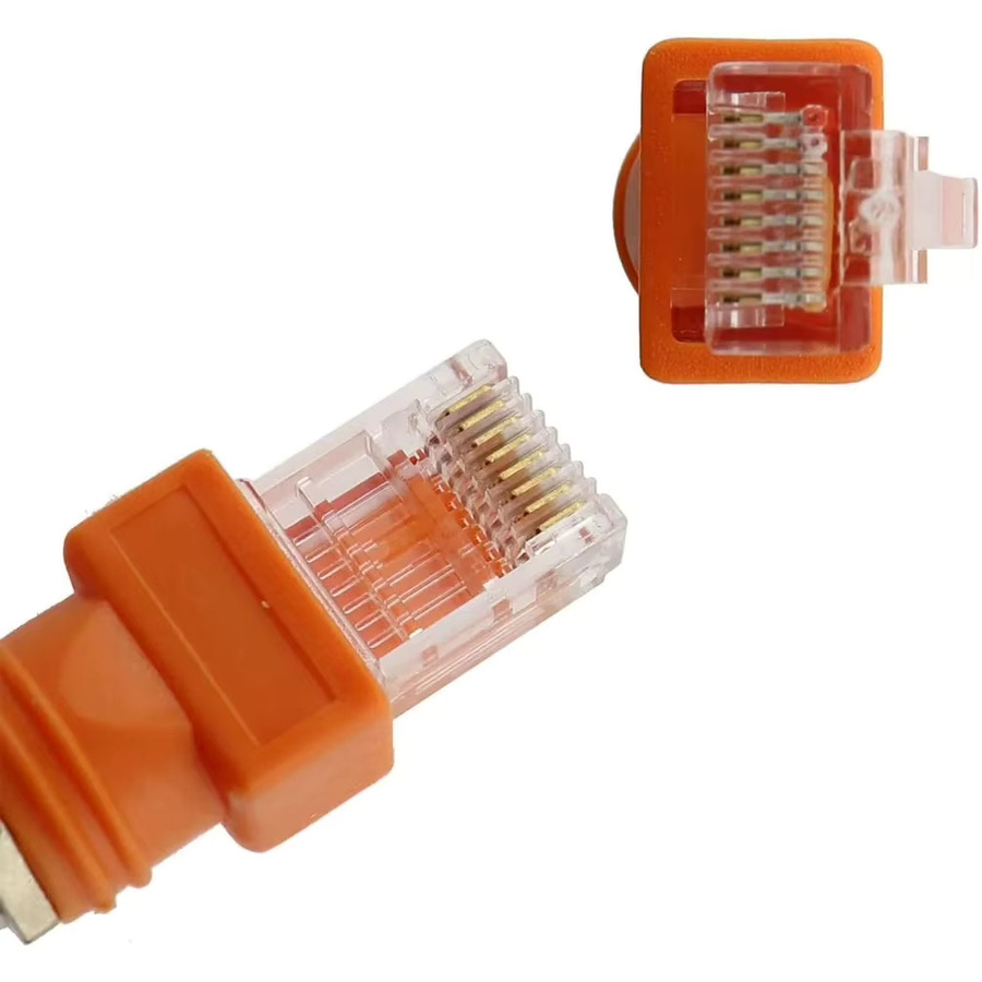FRHY 2 Stück F-Typ auf RJ45 Adapter, Koaxial RF Buchse auf Stecker Verbinder für TV-Antenne, Satellitenkabel und Ethernet LAN Netzwerk Signalwandler, Farbe: Orange - Bild 2