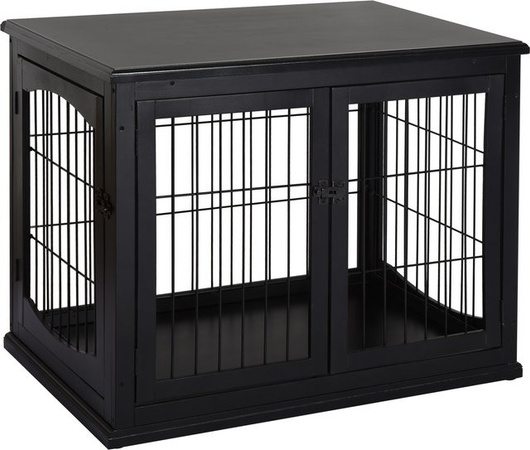 PawHut Hundehütte mit Tischoberfläche als Kleintierkäfig für Innen, Schwarz, B/T/H: 81 x 58,5 x 66 cm, Aosom