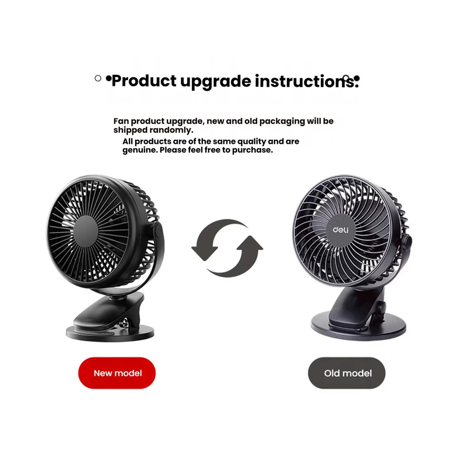Deli USB Schreibtischventilator Mini leiser Elektrolüfter in Schwarz B/T/H: 12,0 x 21,1 x 12,0 cm - Bild 6