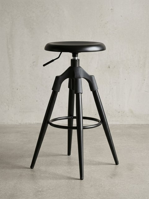 KADIMA DESIGN Barhocker im Industrial-Stil aus Metall, Schwarz Matt, höhenverstellbar - Bild 1