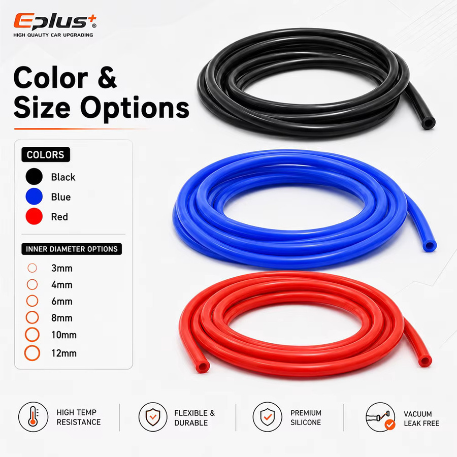 EPLUS Universeller Silikon-Vakuumschlauch Hitzebeständig und Flammhemmend für Auto und Motorrad, ID 3mm-12mm, Farben: Rot, Blau, Schwarz und Multicolour - Bild 4