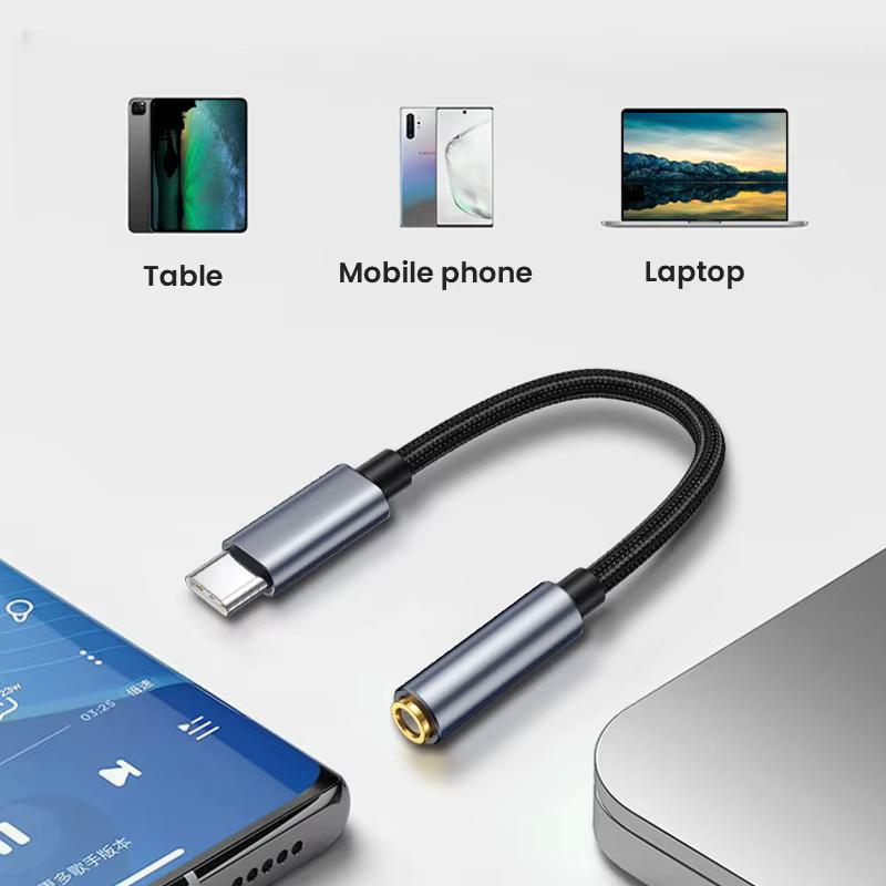 Mrgabwte USB-C auf 3,5 mm Kopfhöreranschluss Adapter in Grau - Bild 3