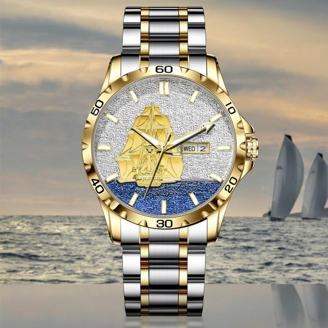 Glenaw Armbanduhr, Automatik, Gold, Edelstahl, Blau, Herren - Bild 1
