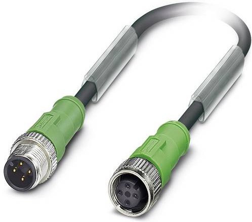 Phoenix Contact Sensor-Aktor-Steckverbinder M12 Stecker gerade und Buchse gerade, 4 Polzahl, schwarz, Länge: 6,00 m - Bild 1