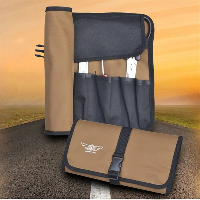 Baolian Werkzeugtasche aus Oxford-Stoff in Braun, Tragbare Roll-Aufbewahrungstasche für Werkzeuge und Camping-Equipment - Bild 1