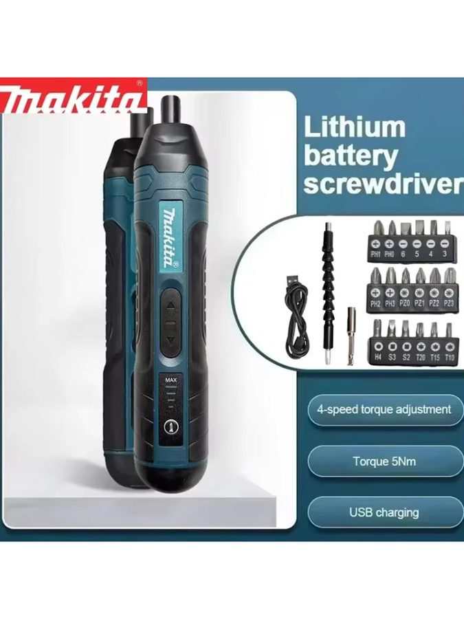 Makita Tragbarer Akku-Bohrschrauber mit drehmomentregulierbarer Funktion und 1300mAh Akku - Bild 7