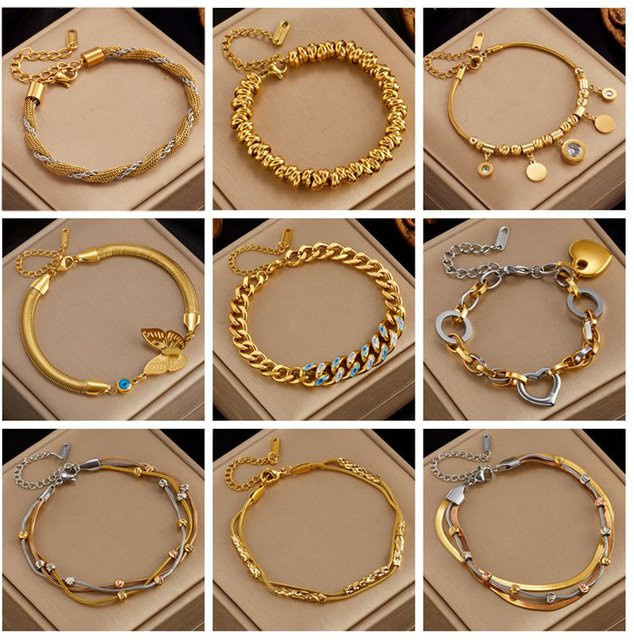 DIEYURO Armband, Edelstahl, Gold, Herz Schmetterling, Damen - Bild 1
