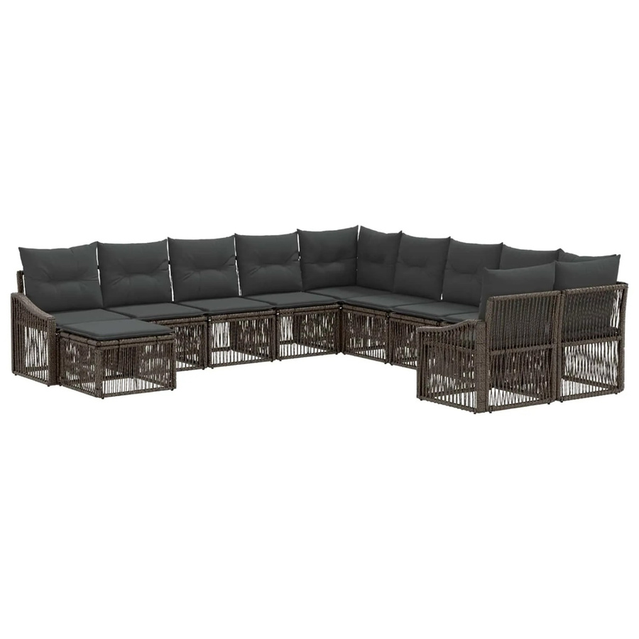 vidaXL Gartensofa-Set 11-teilig in Grau aus Poly-Rattan mit Polsterung und UV-beständigen Kissen für Garten und Balkon - Bild 2