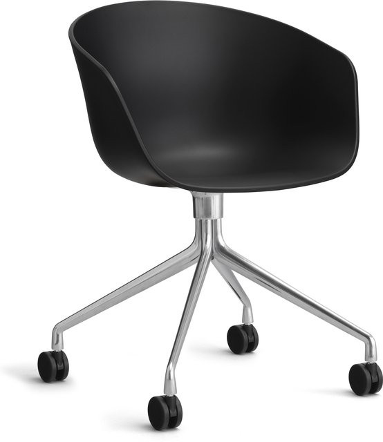 HAY About A Chair AAC 24 moderner Schalenstuhl in Schwarz mit Stahlgestell und Rollen - Bild 1