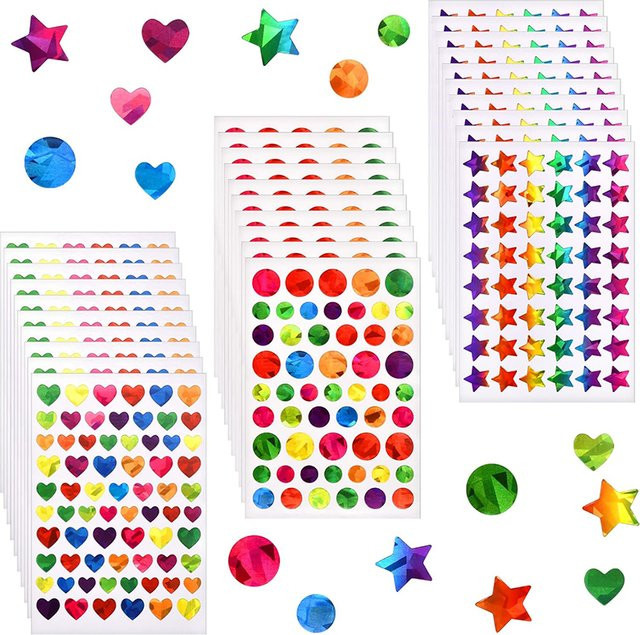 Kleine Sterne Punkt Herzen Aufkleber, multicolor, für Kinder - Bild 1
