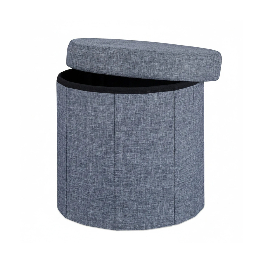 Relaxdays Sitzhocker mit Stauraum aus Leinen in Grau, faltbar, B/T/H: 38 x 38 x 38 cm - Bild 2