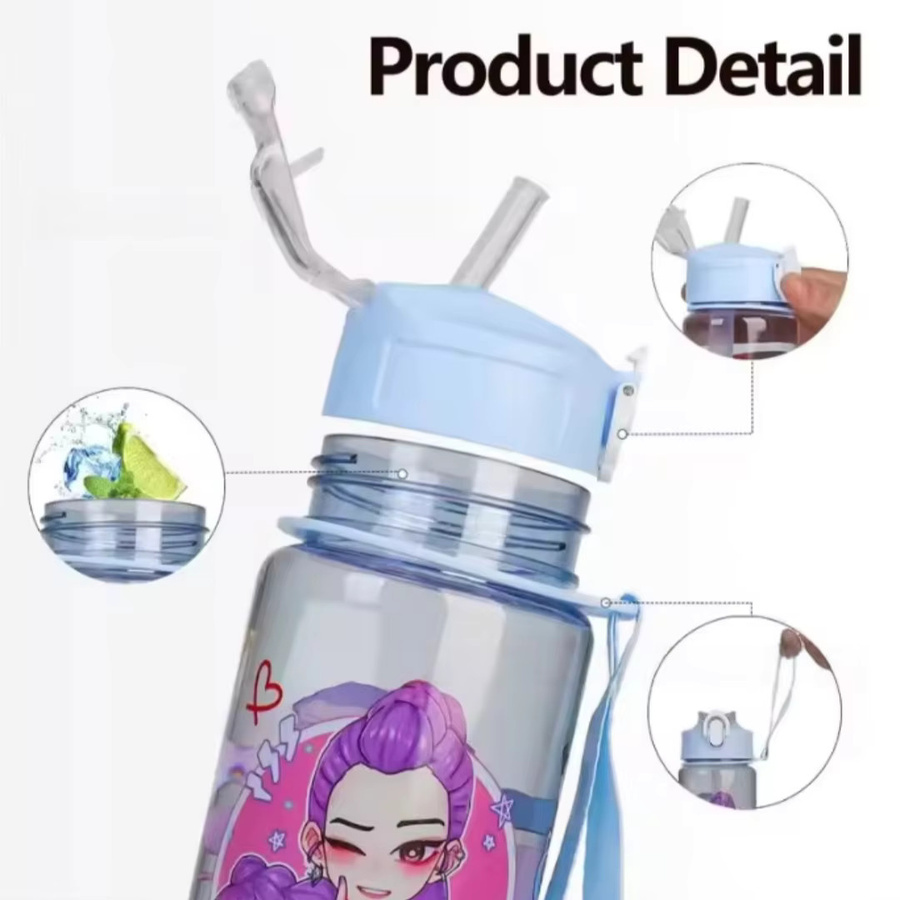 Hasbro Outdoor-Trinkflasche mit Trageriemen und Cartoon-Weltraum-Design in Blau - Bild 2