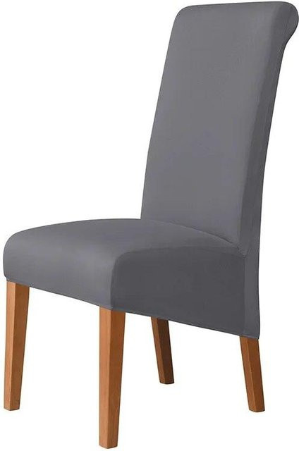 BC-Warm Home Stretch-Spandex Stuhlhussen aus Jacquard in Grau für Esszimmerstühle mit hoher Rückenlehne, XL Größe (60-75 cm) - Bild 1