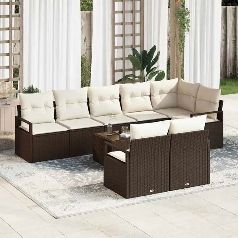 Modernes Garten-Sofa-Set aus Poly-Rattan mit 9 Teilen in Braun und Beige von vidaXL - Bild 1