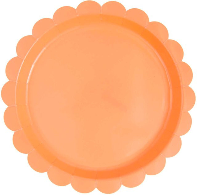 Rico Design Pappteller mit Wellenrand in Neon Rot und Orange, Durchmesser: 23,0 cm - Bild 1