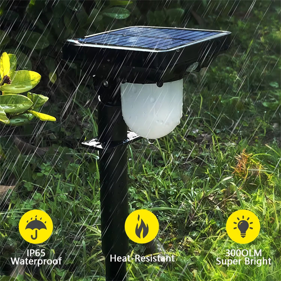 Solar-LED-Landschaftsstrahler mit Bewegungssensor für Garten und Terrasse, Wasserdichte Solar-Wegeleuchten in Schwarz mit warmweißem Licht - Bild 2