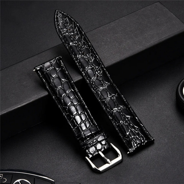 eelhoe Uhrenarmband Leder, Krokodilmuster-Design, Schwarz, Unisex - Bild 1