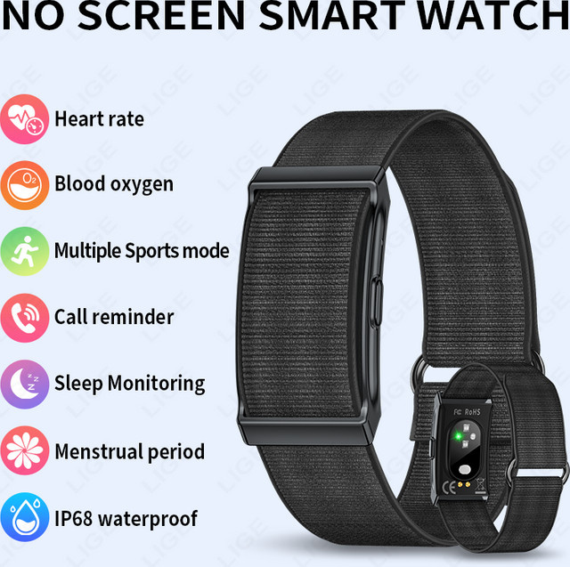 LIGE Smart Fitness Tracker Armband in Schwarz für Damen und Herren mit Herzfrequenzmessung, Schlafüberwachung, Anruf-Erinnerung und Wasserdichtigkeit - Bild 1