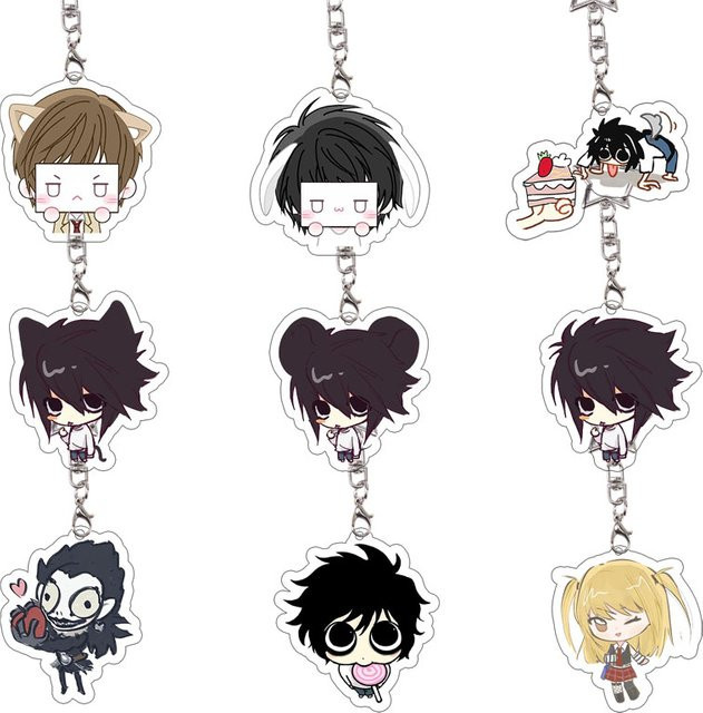 Bandai Death Note Acryl-Schlüsselanhänger, Kawaii Cartoon, Light Yagami, L Lawliet - Bild 1