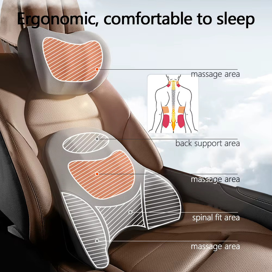 LIVIAUTOLIFE Elektrisches Massagekissen für Auto mit Lenden- und Kopfstützenfunktion in Grau - Bild 4