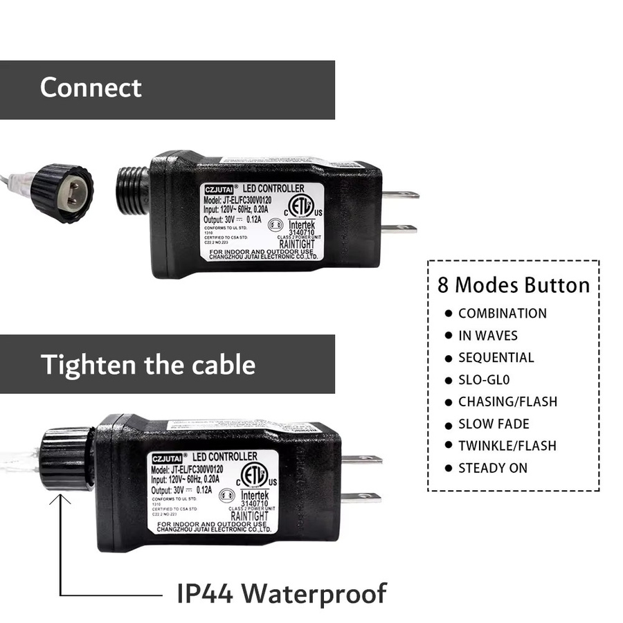 GAHADA LED Treiber Netzteil mit 8 Modi, IP44 Transformator Adapter für 24V, Schwarz - Bild 3